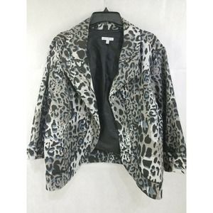 Fashion Bug Stretch Leopard Open Front Jacket 3X
